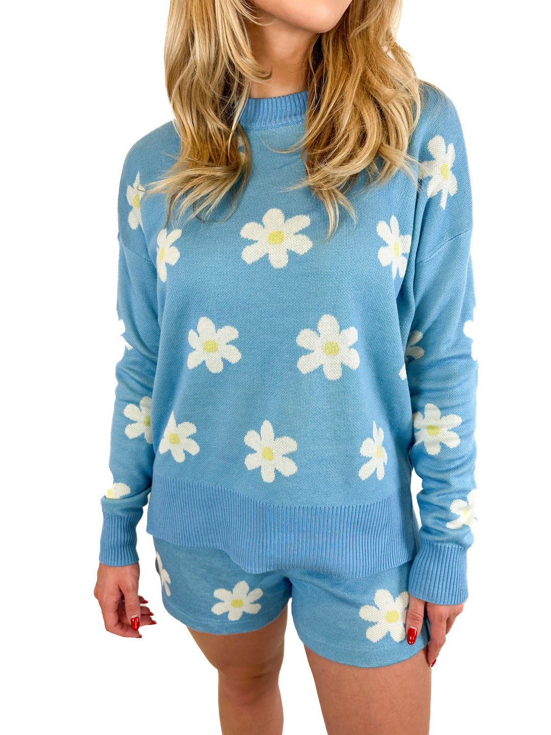 Beach Riot Callie Spring Daisy Sweater and Shorts Set  (XS)