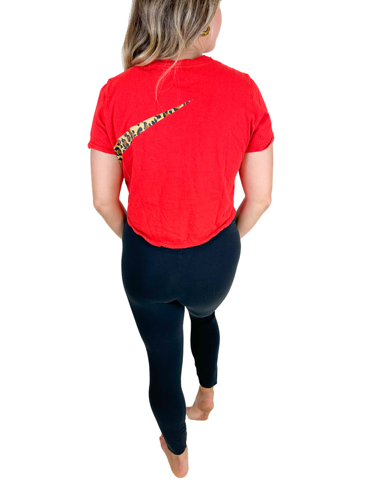 Nike Leopard Print Cropped T Shirt and Leggings Set (L)