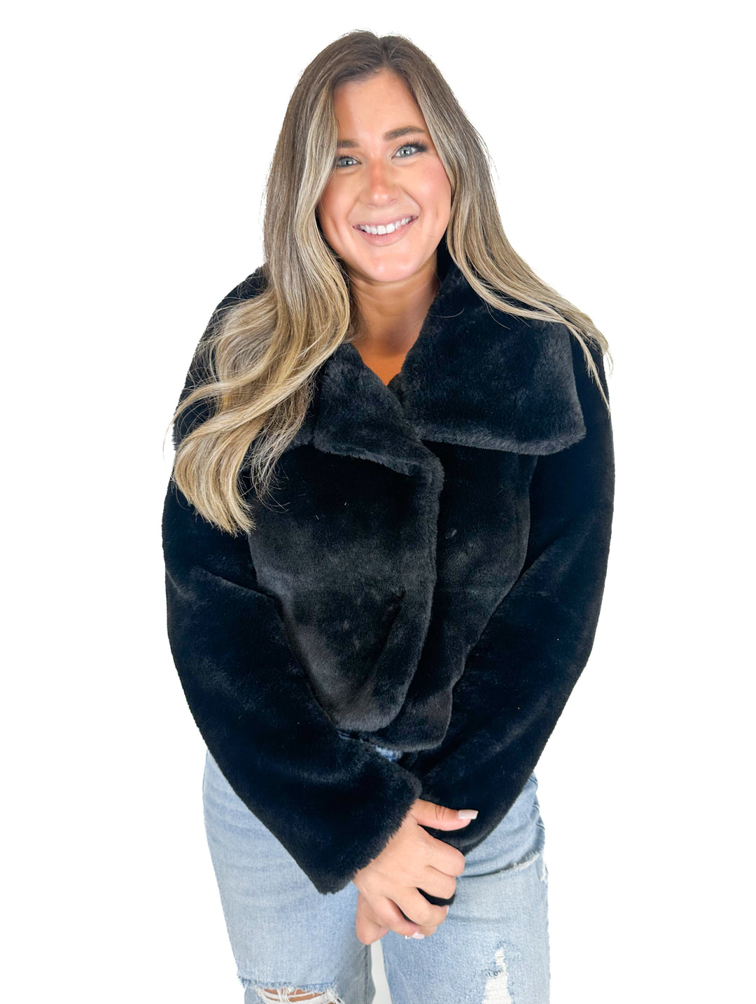 Miami Black Faux Fur Jacket (S)