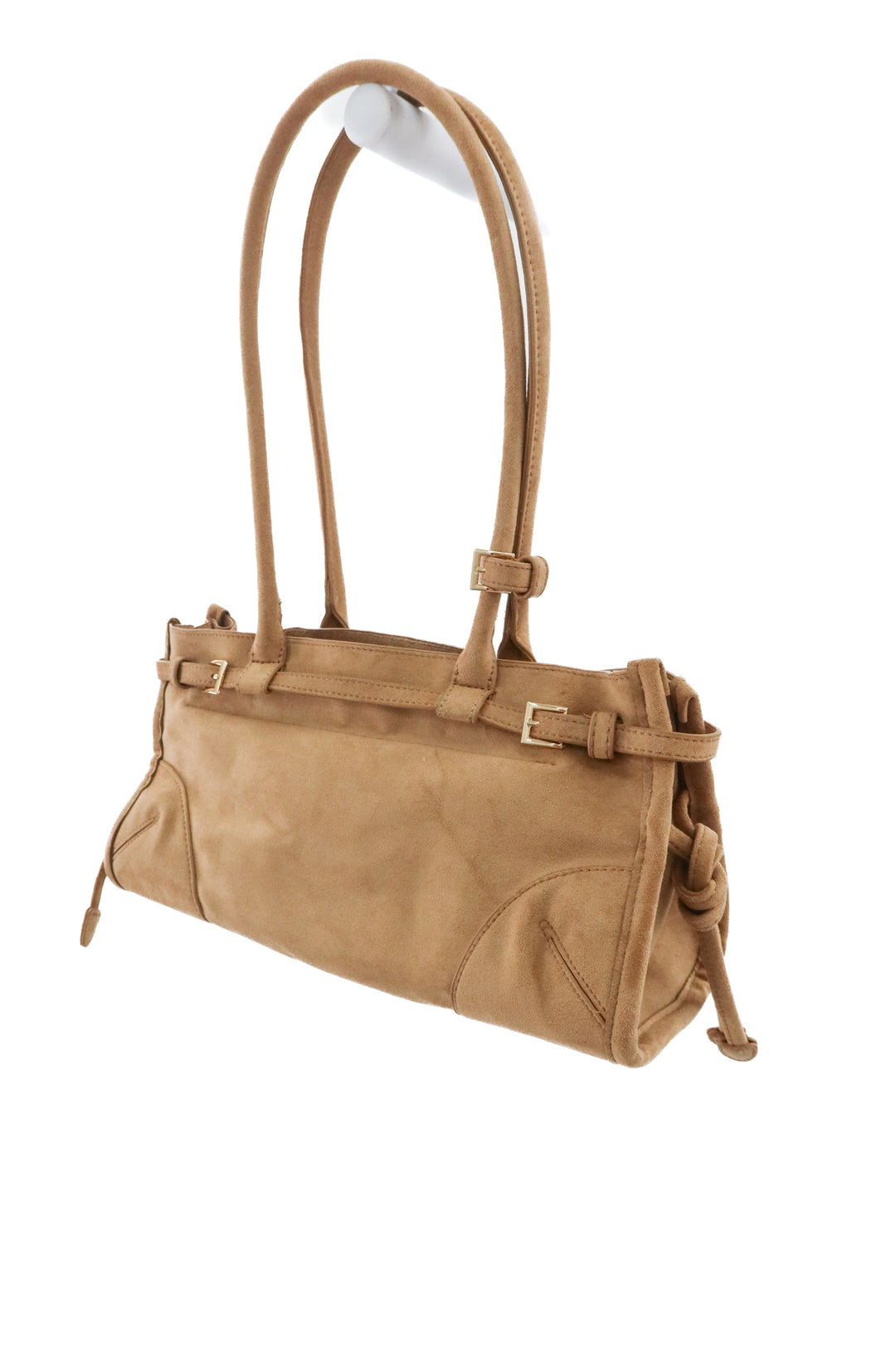 tan faux suede shoulder bag