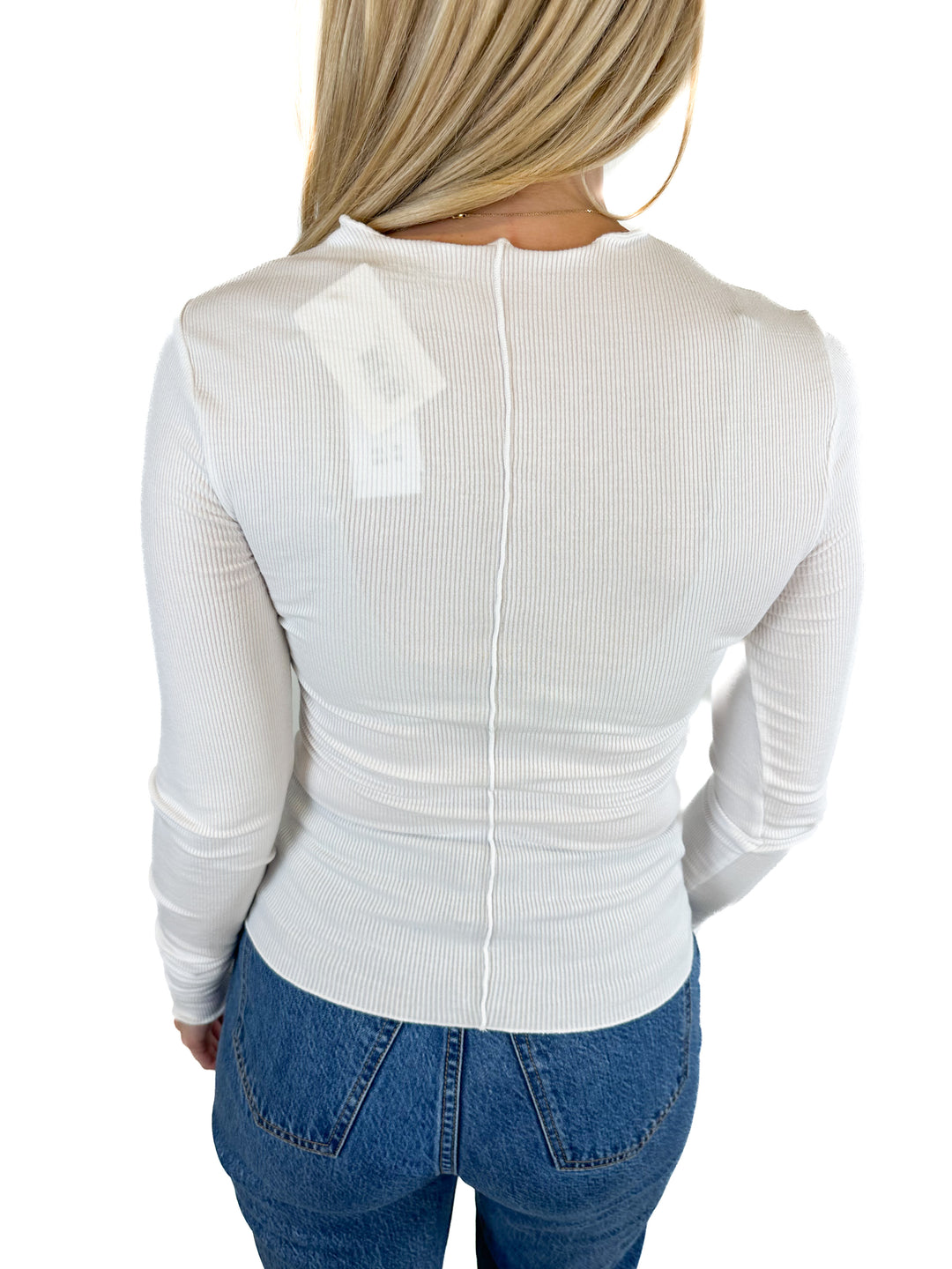 Abercrombie White Long-Sleeve Ribbed Top NWT (XS; retail $35)