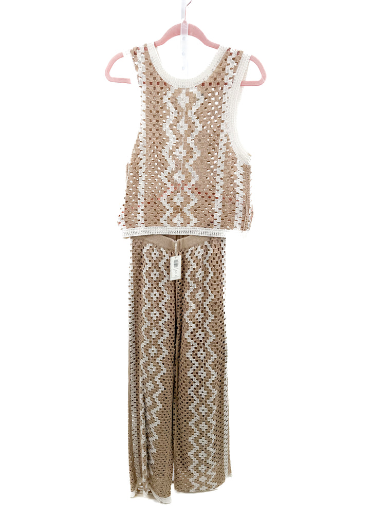 zsupply brown/white crochet set NWT (xs; retails $218)