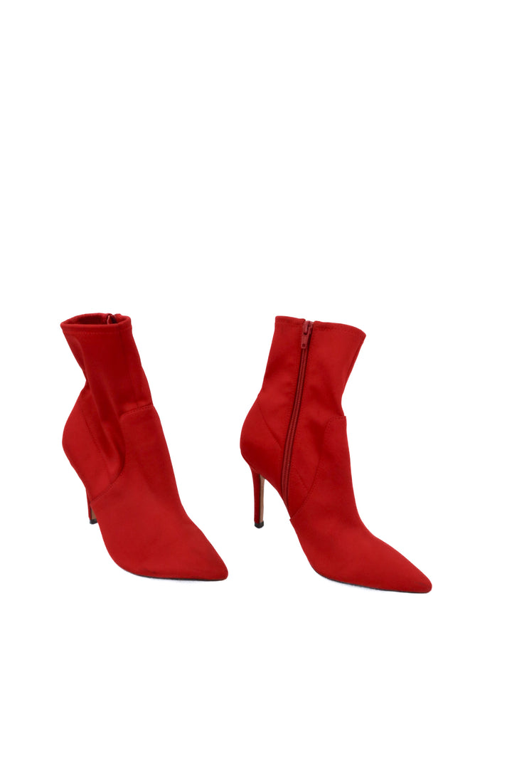 aldo red satin booties (6.5)