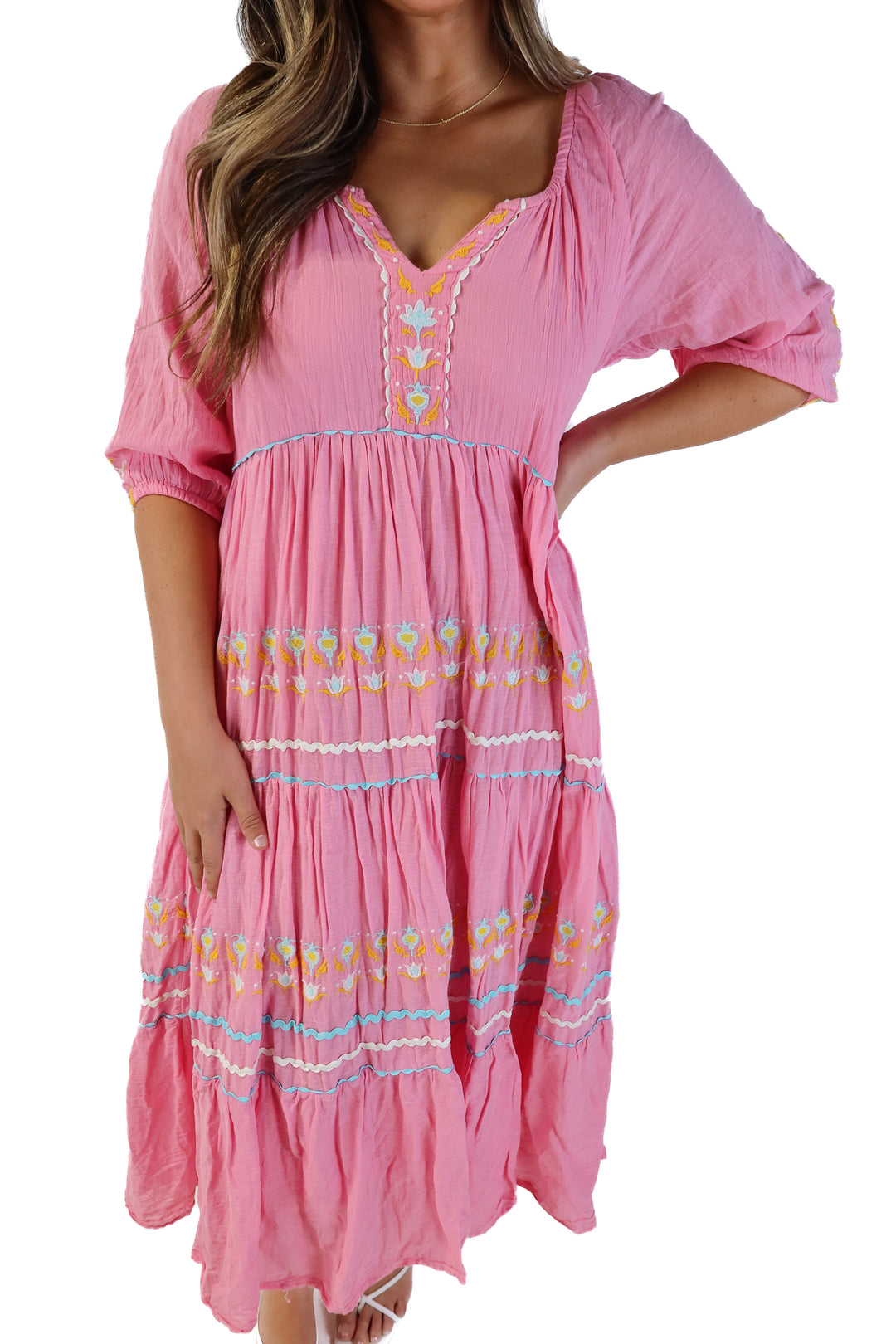 Simply southern pink maxi dress (m)