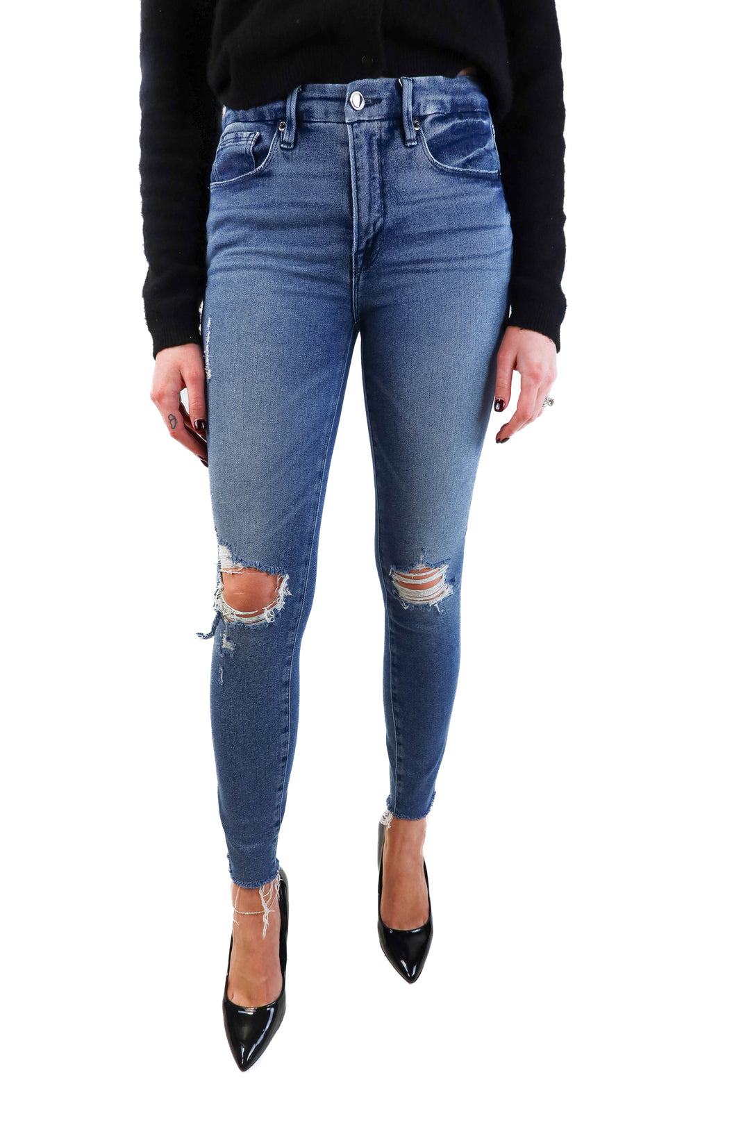 Good American Raw Hem Jeans (27; retail $149)