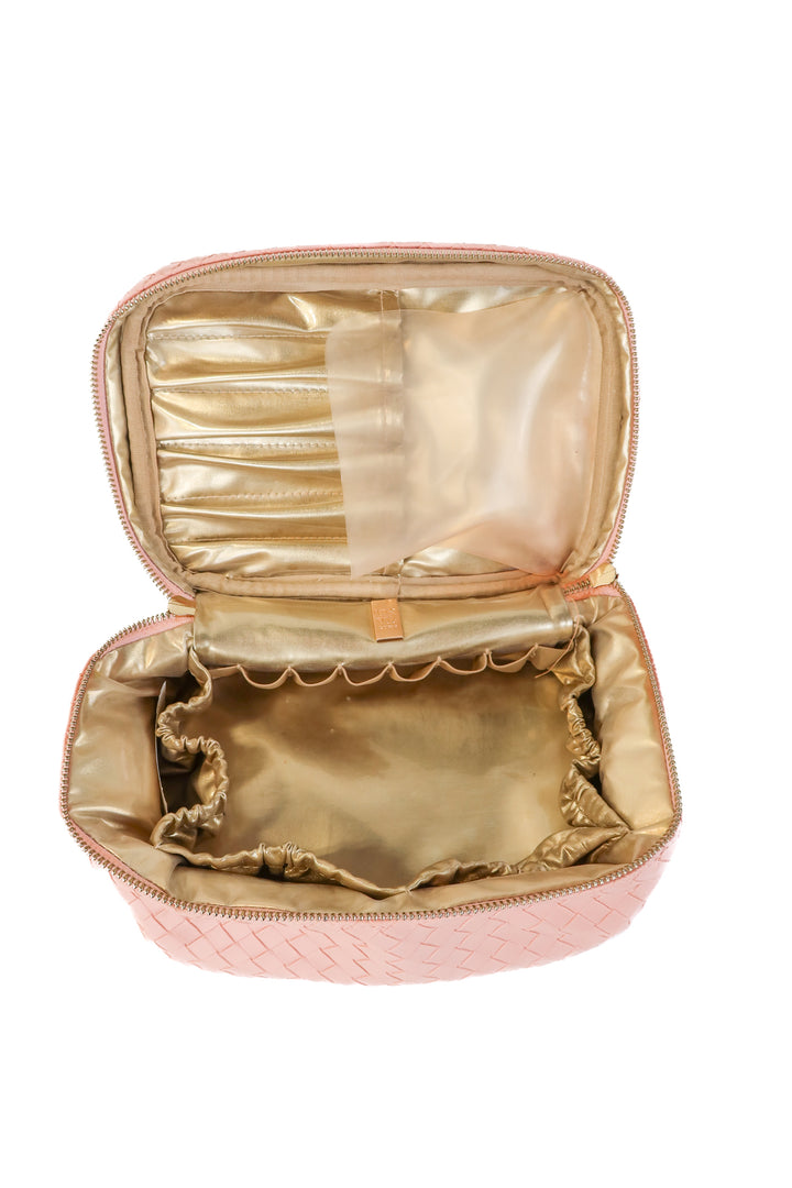 TRVL pink quilted makeup bag (retail $89)