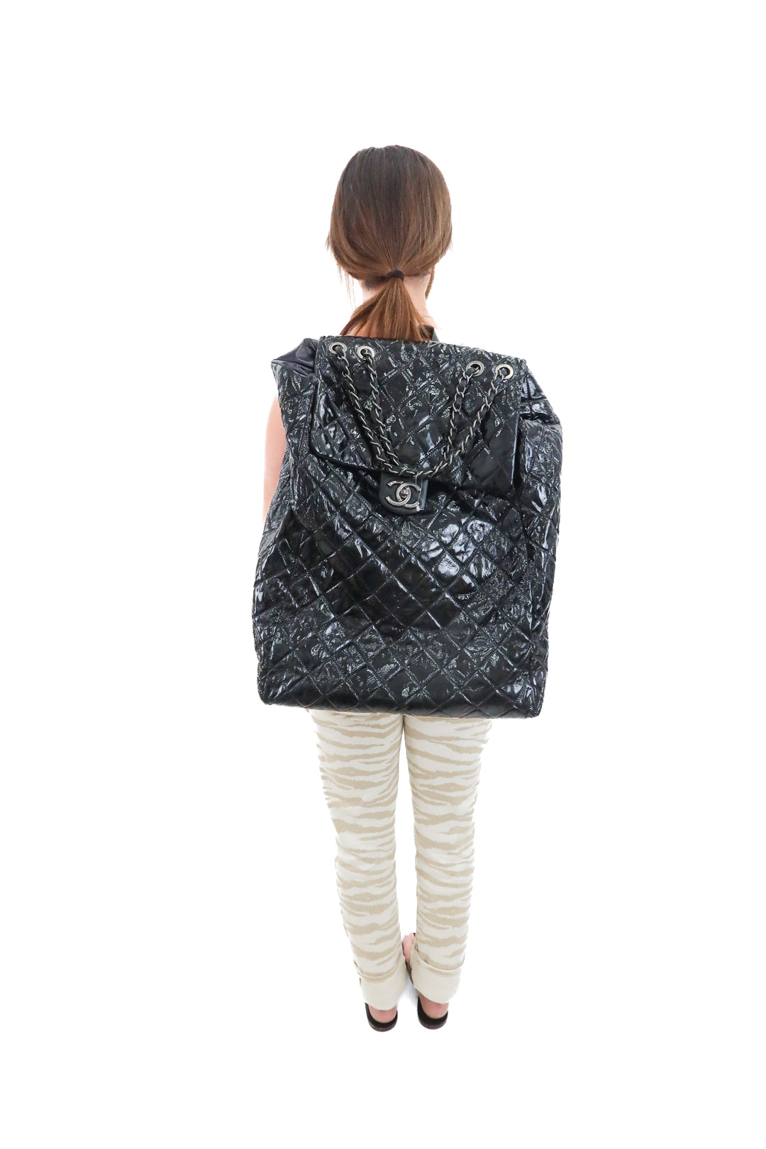 Chanel Patent Quilted Grocery Shopping Trolley Bag