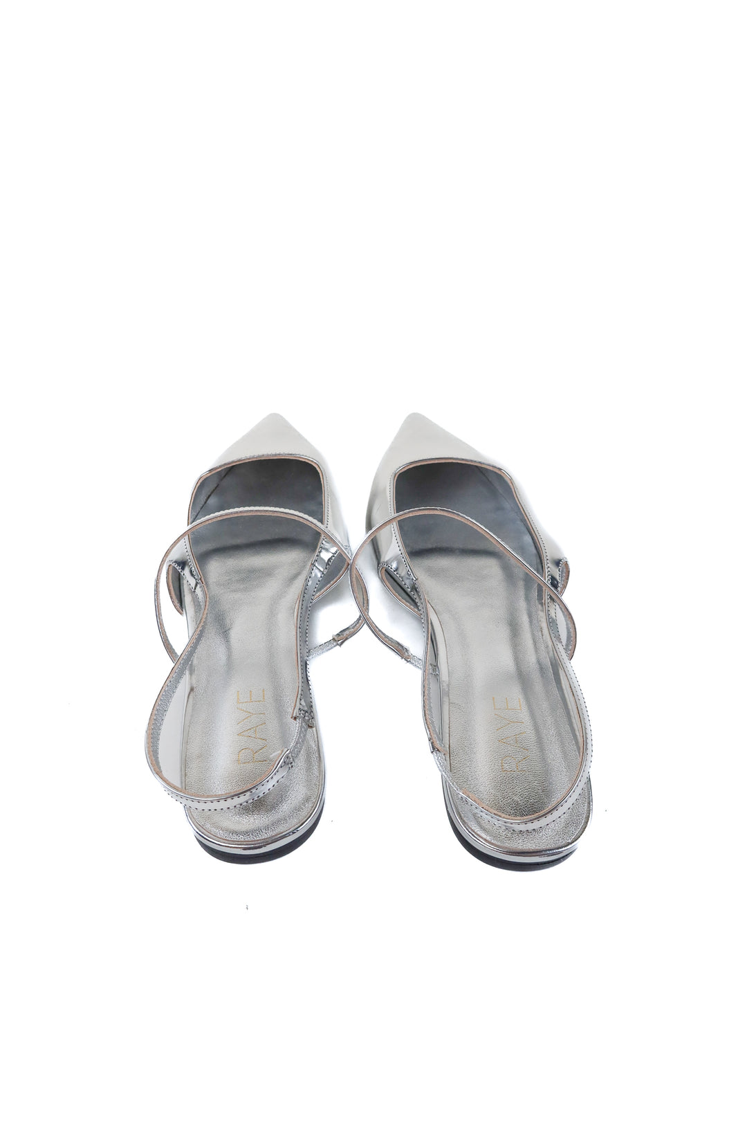 raye silver metallic flats (9.5; retail $73)