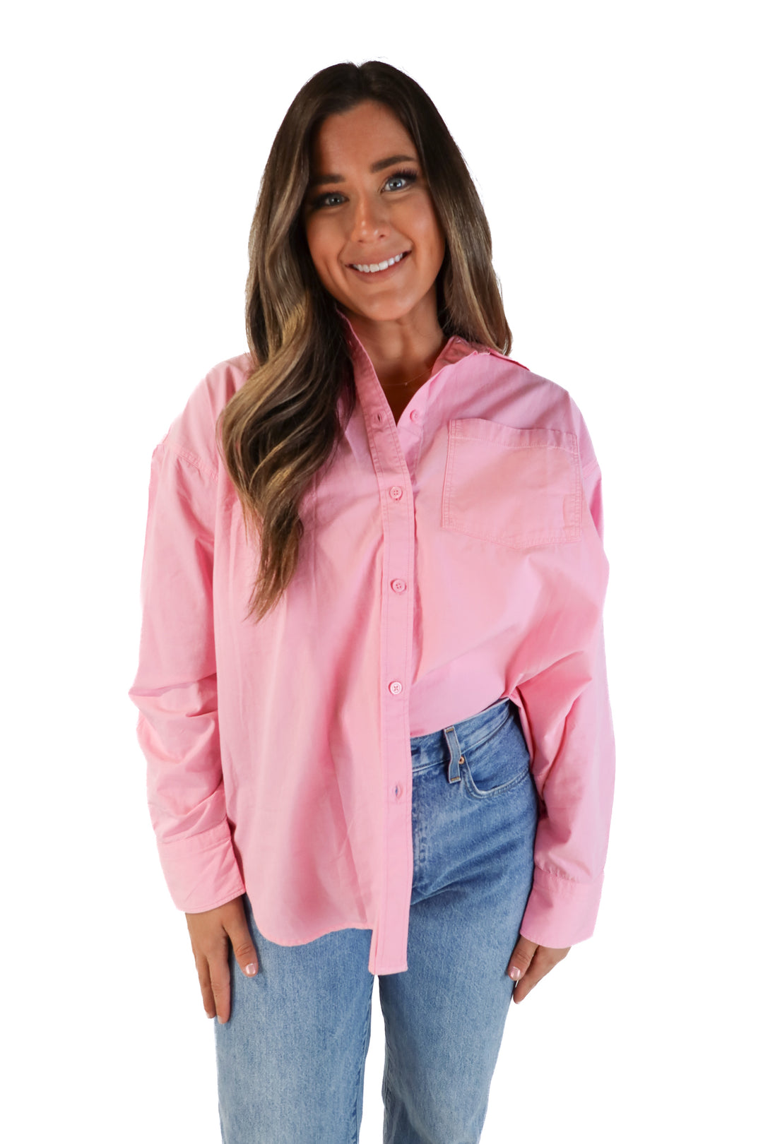 J.crew pink oversized linen button up (M)