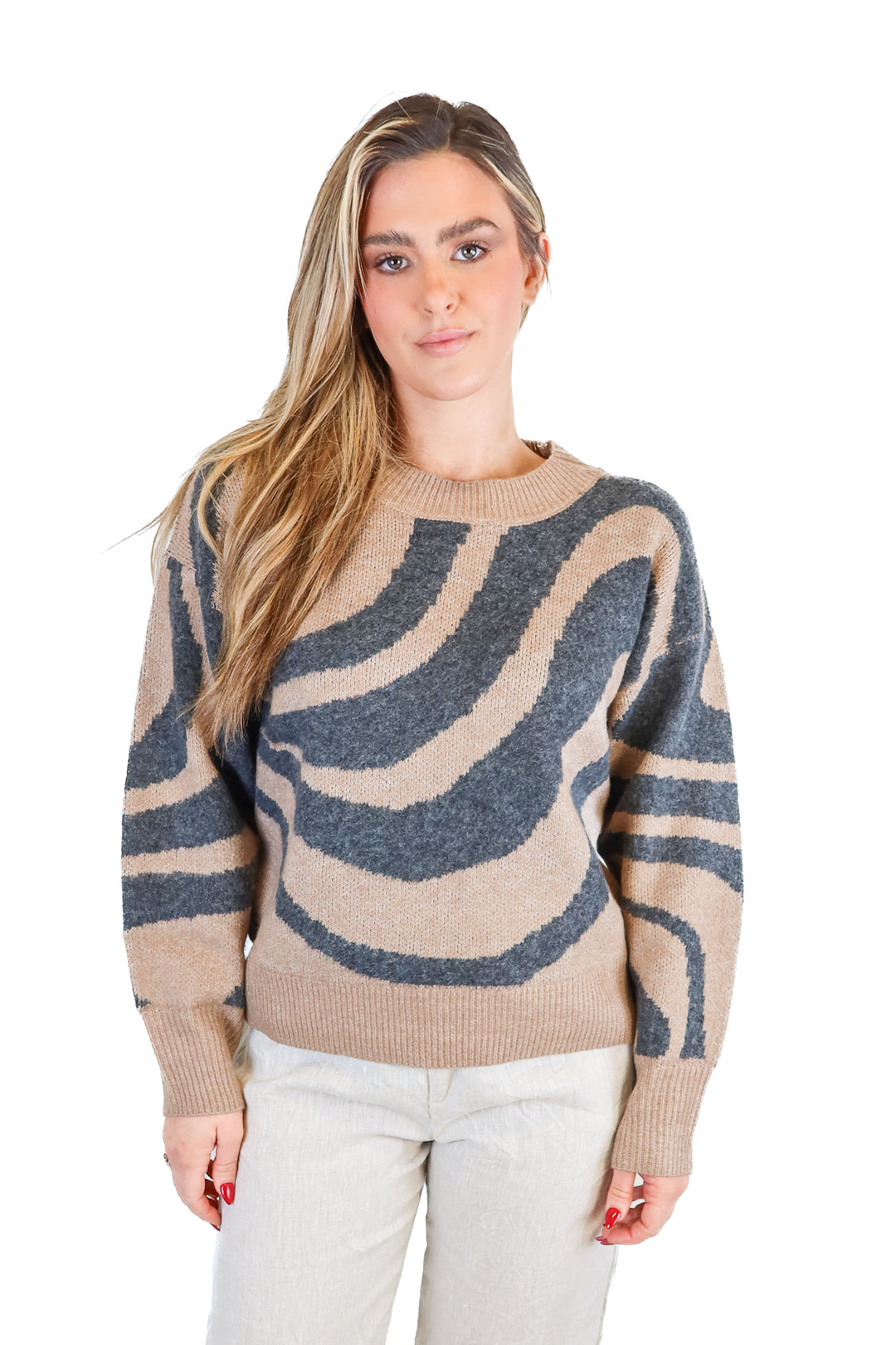 Vici brown/black animal print sweater (S)