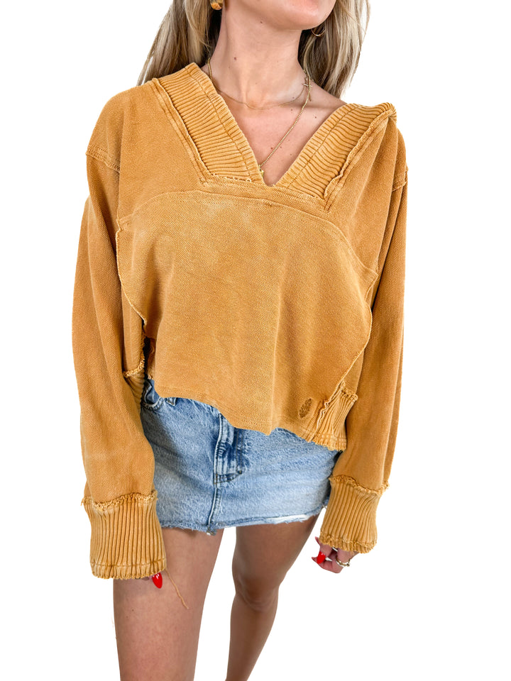 Free People Cropped Rust Hoodie (XS)