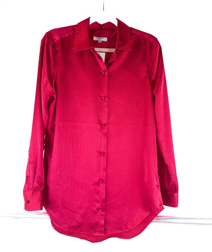 equipment ruby satin button up (S; retail $250)