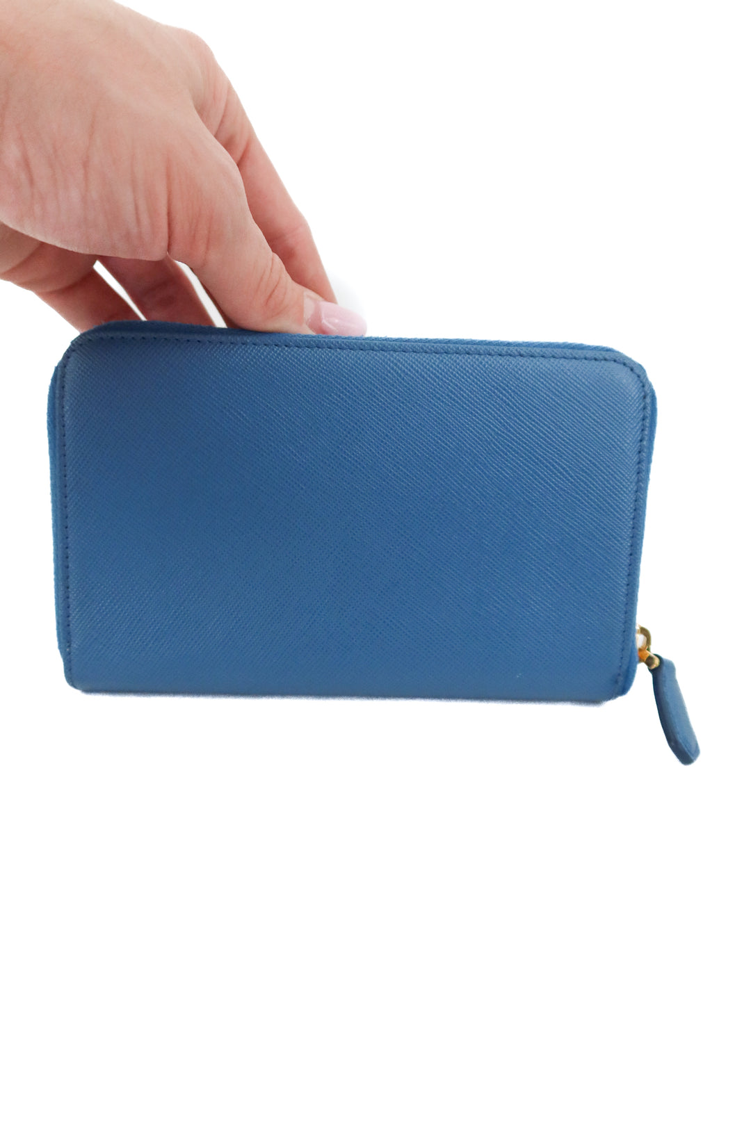 Prada Blue Zip Around Safiano Wallet (retail $695)