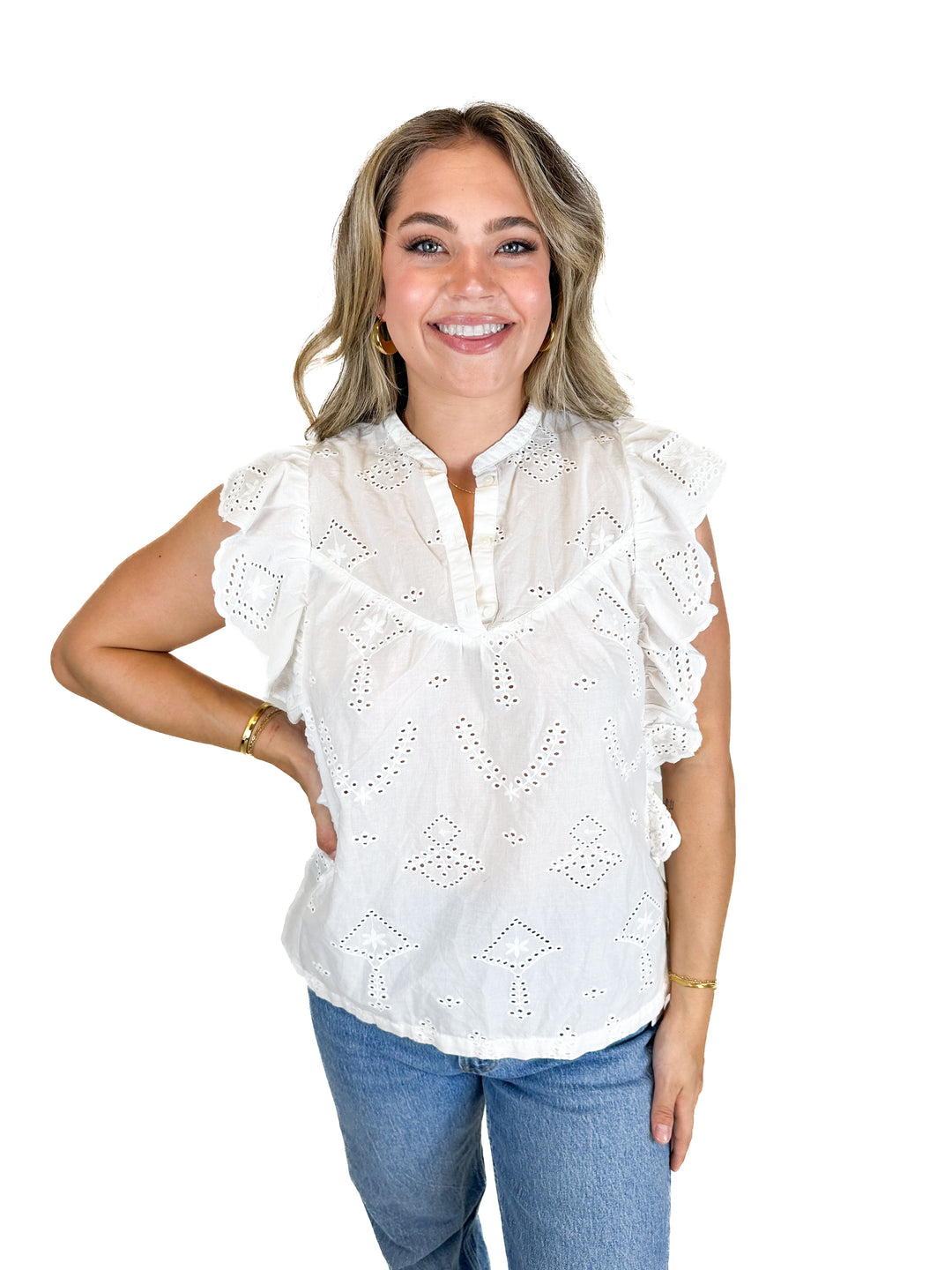 Lee White Eyelet Top (M)