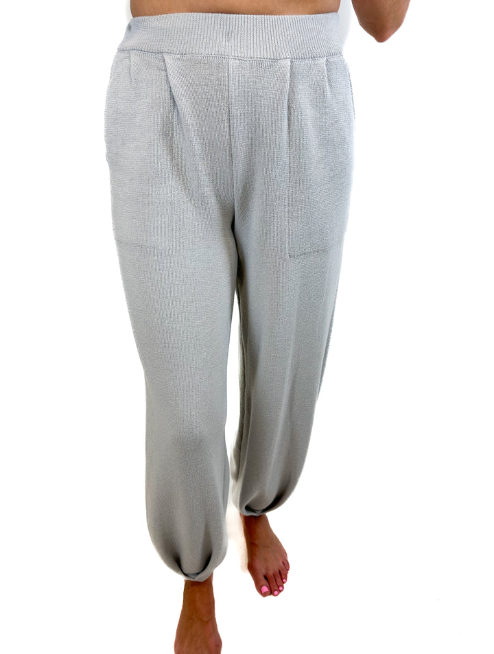 Free People Light Blue Knit Pants (XS)