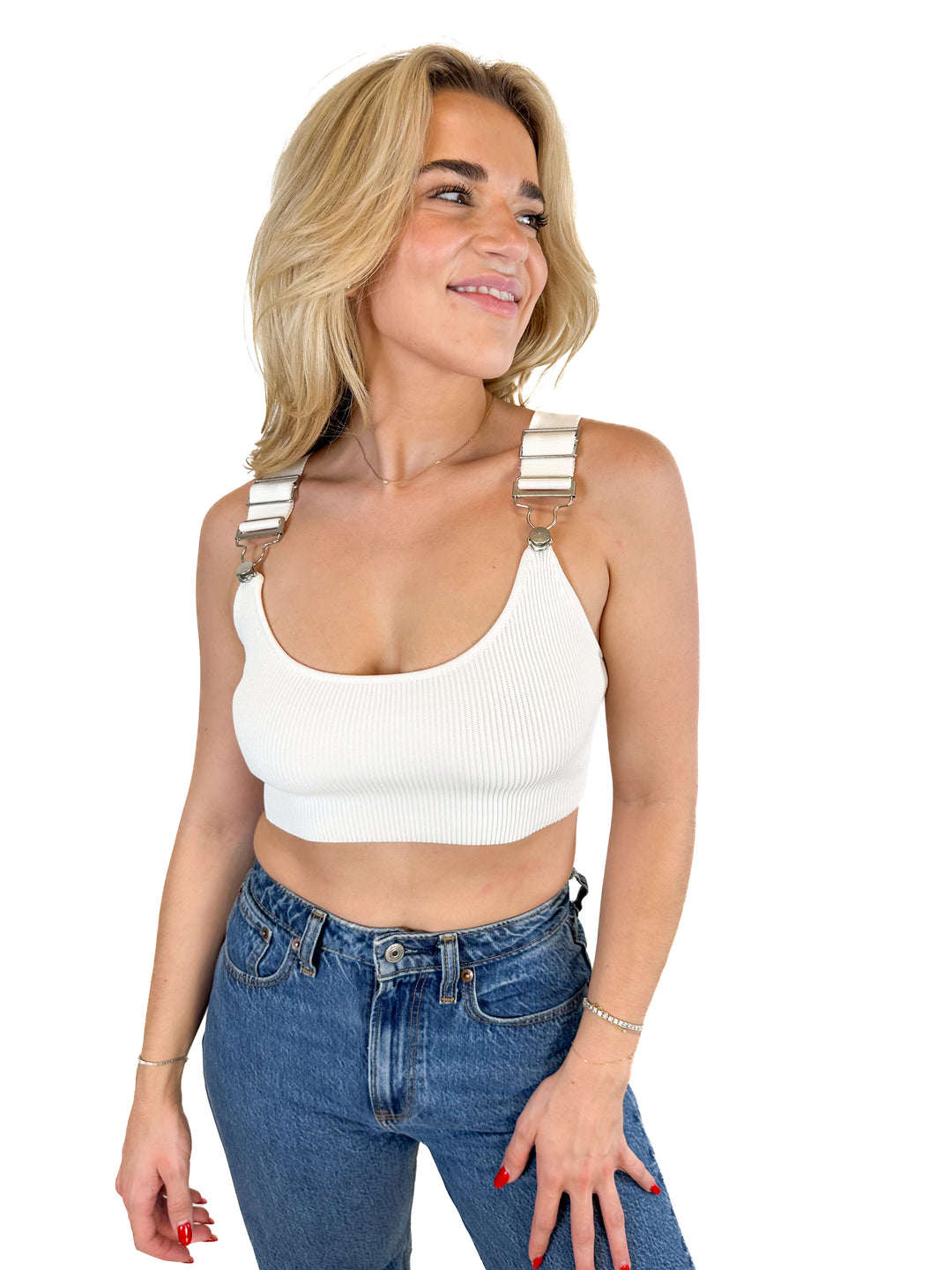 Wrangler+Staud The Overall Rib Bralette Tank White NWT (XS; retail $125)