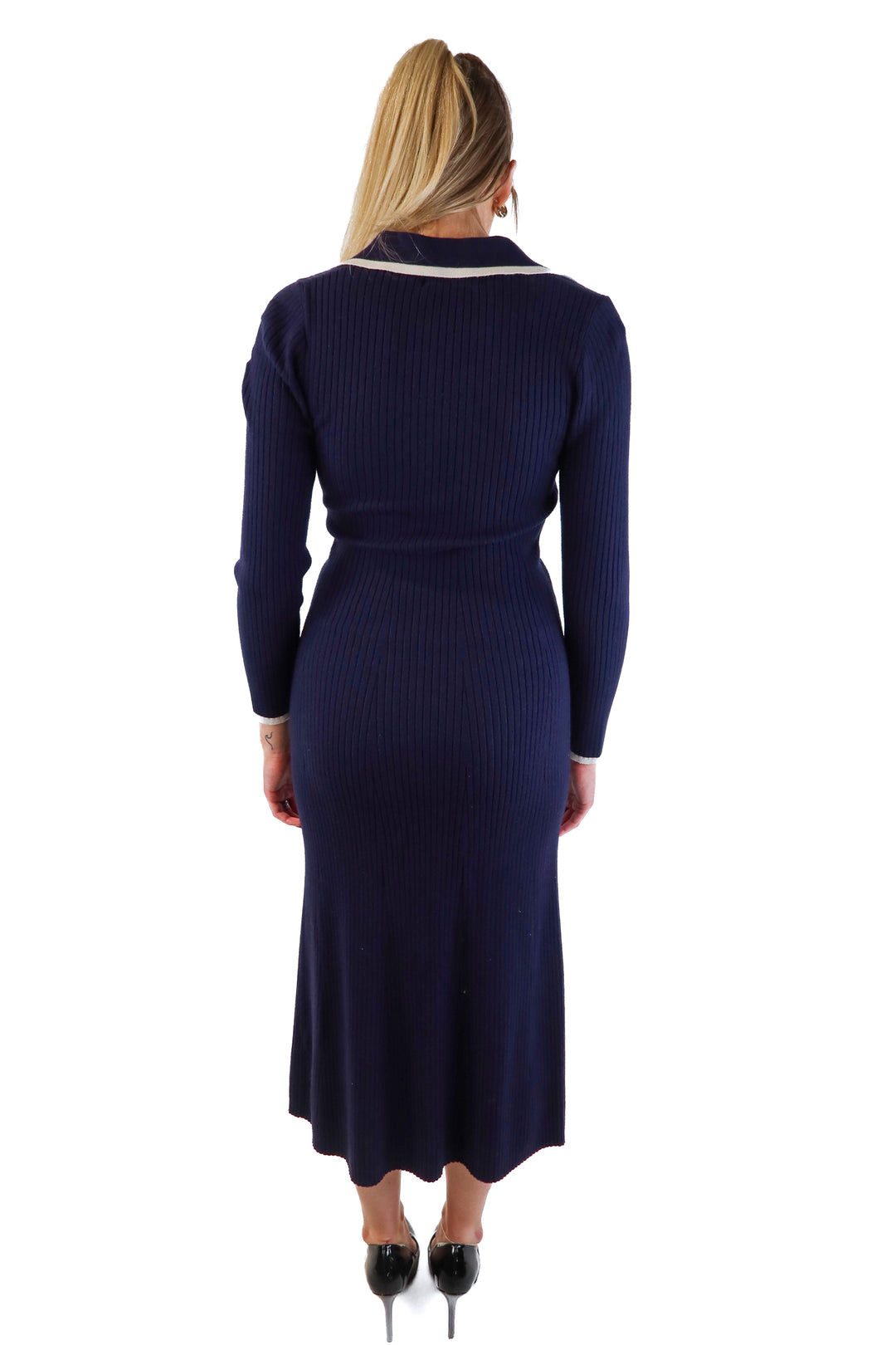 Merokeety Blue Knit Midi Dress (M)