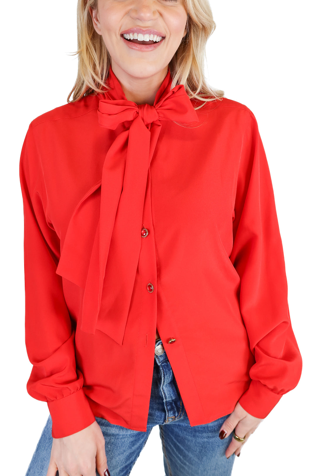 Red Button Down Top (S)*