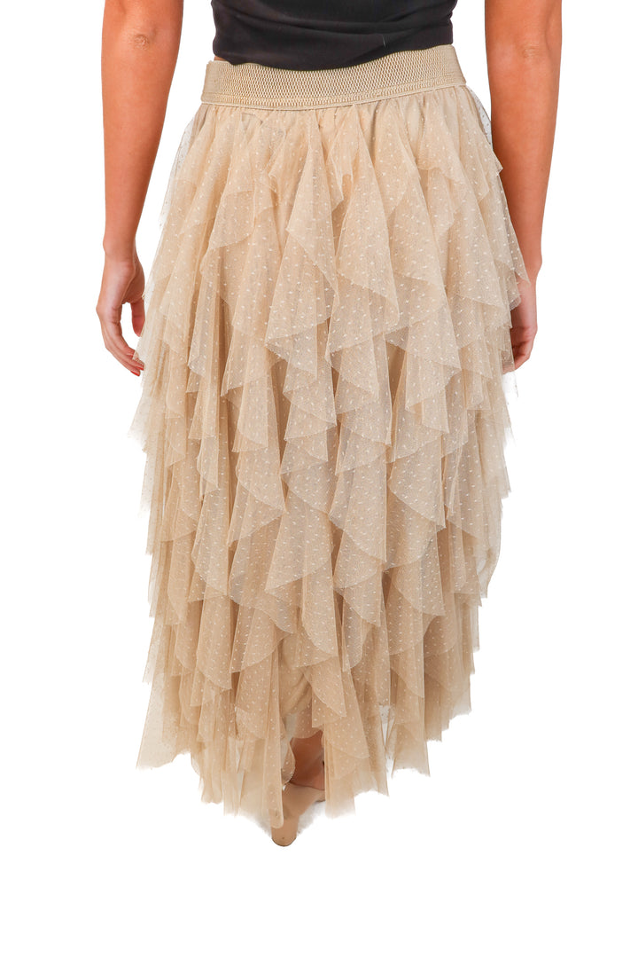 anthropologie polka dot mesh skirt (s; retail $124)