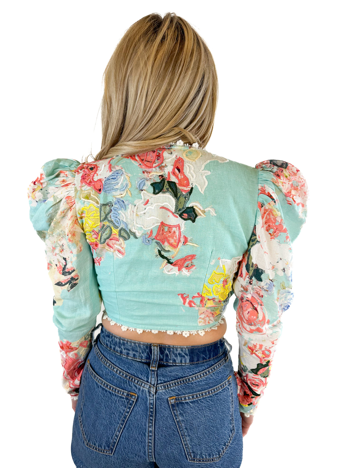 HEMANT & NANDITA Floral Poplin Tie-Front Top (S)