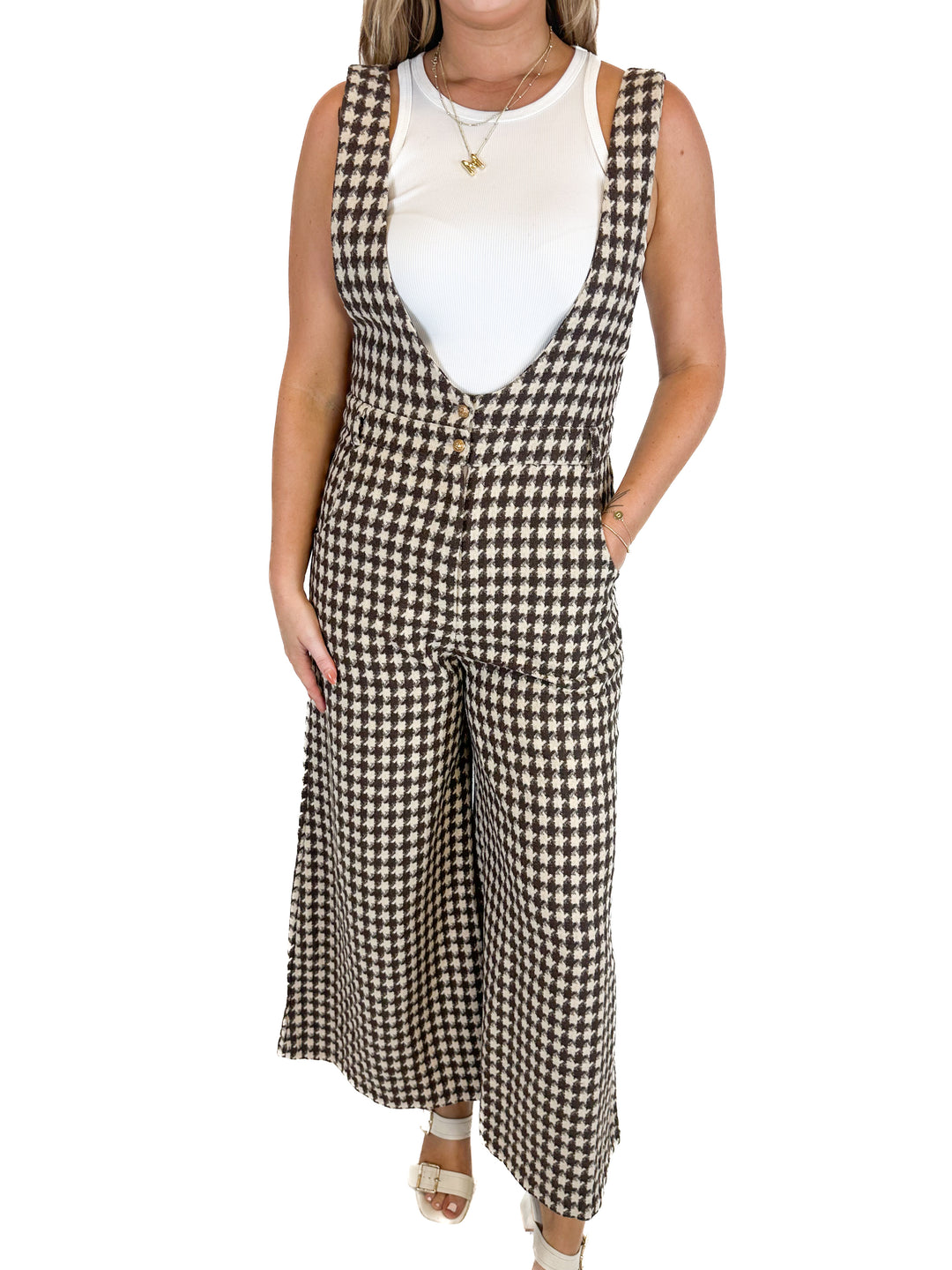 Storia Houndstooth Jackson Jumpsuit NWT (L)