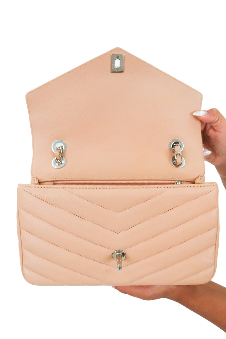 Chanel Chevron Nude Caviar Leather Single Flap (est. retail $10,400)