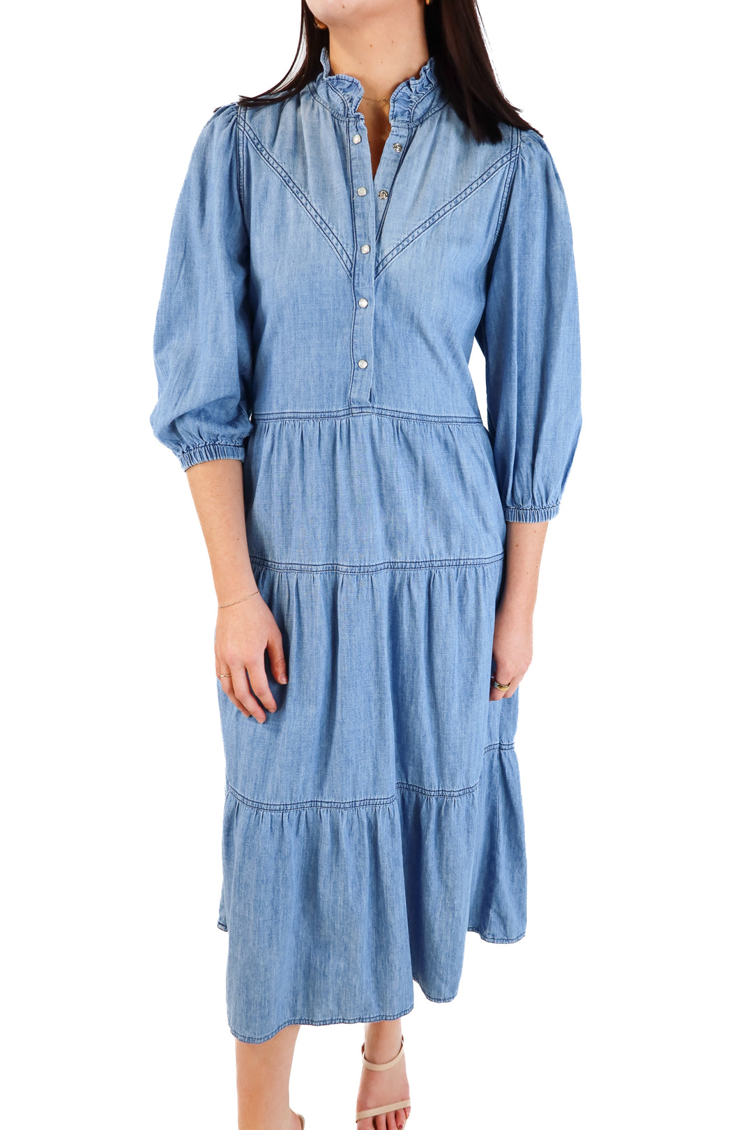 SOLD: ba&sh denim midi dress (S; retail $178)
