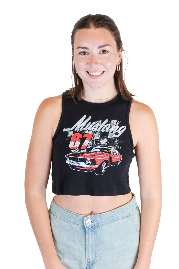Ford Mustang Black Cropped Tank (M)
