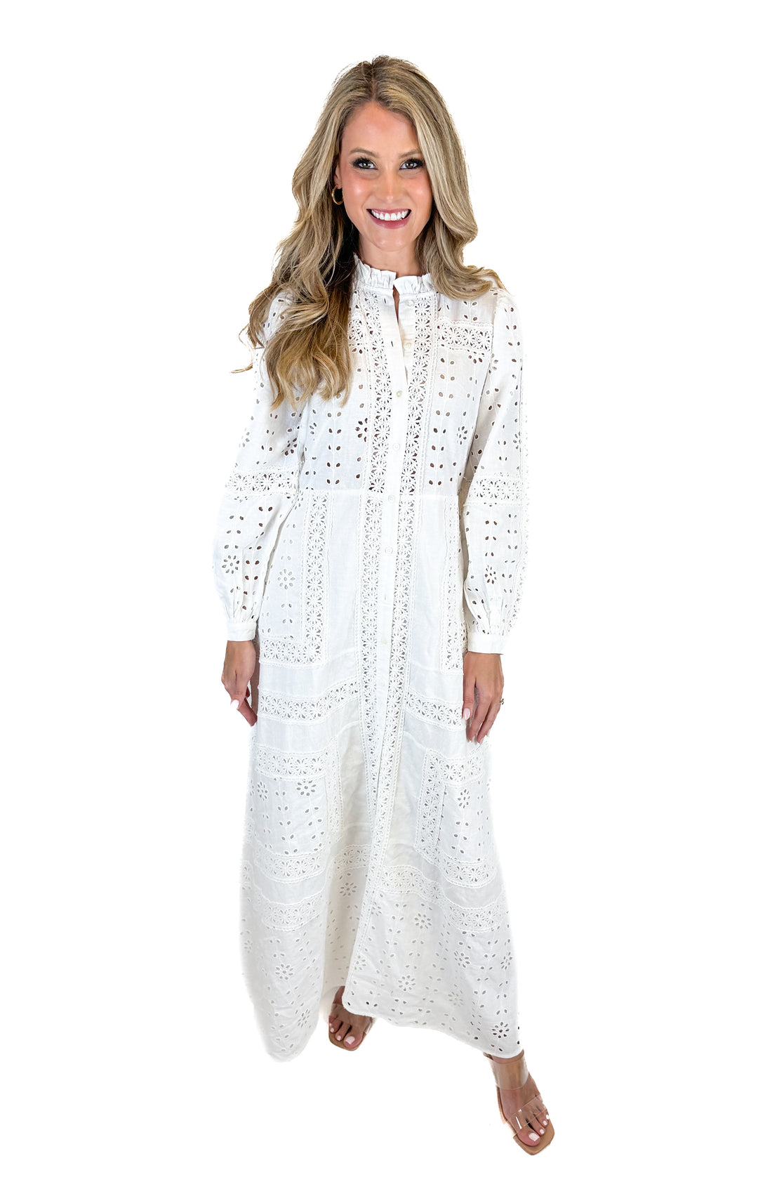 Sezane White Eyelet Maxi Dress NWT (34)