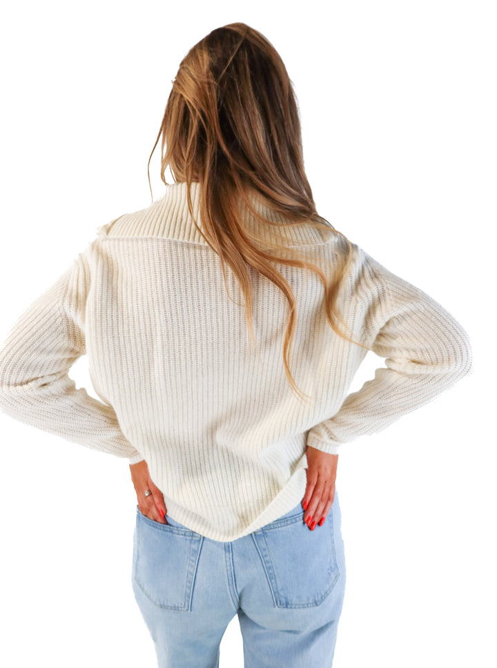 SOLD: Autumn cashmere white quarter zip sweater (m; retail $370)