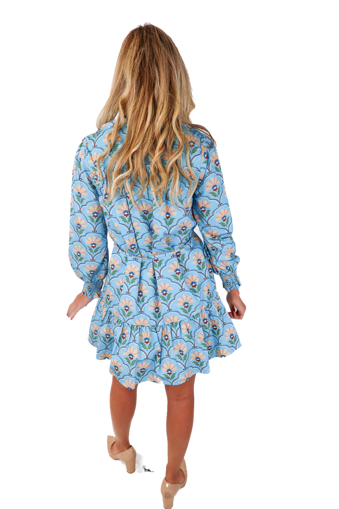 Avara blue floral button up dress NWT (xs; retails for $118)