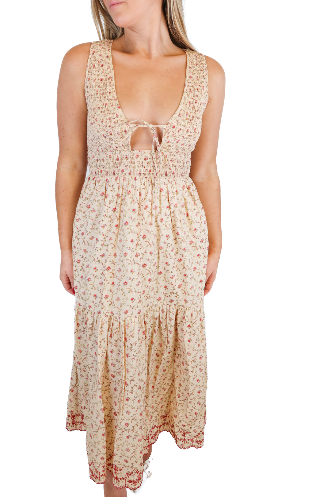 christy dawn brown floral midi dress NWT (s; retails for $368)