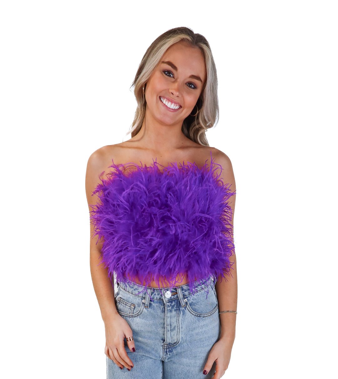Buddy love purple feather tube top NWT (s; retail $72)