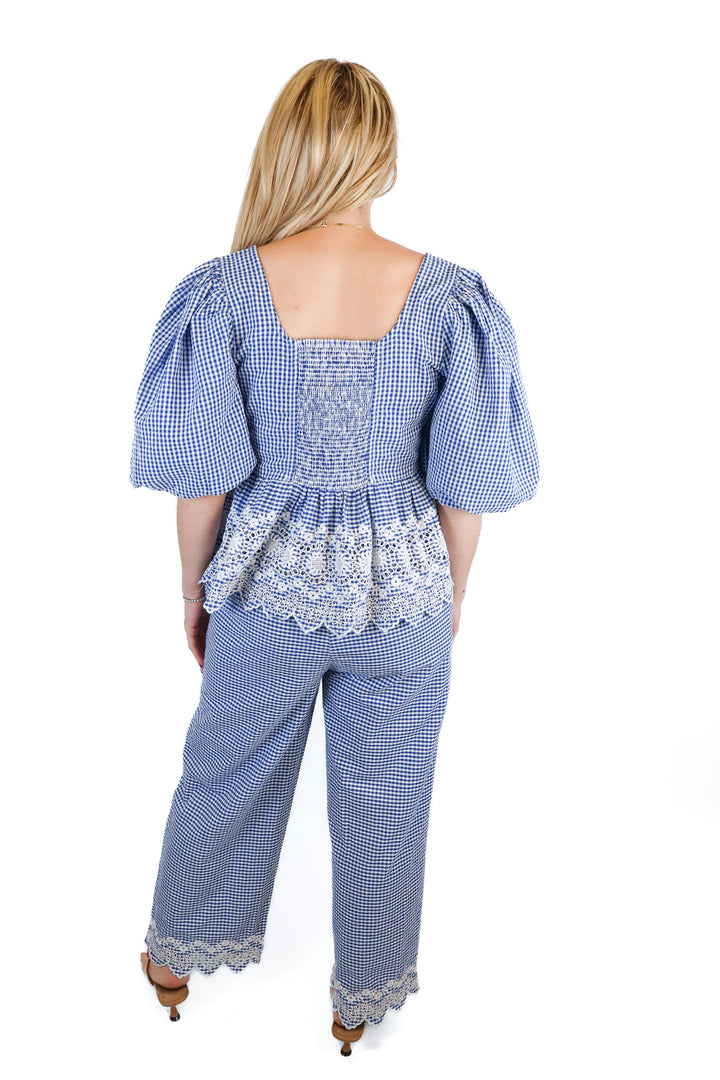 Loeffler Randall blue/white plaid set (S)