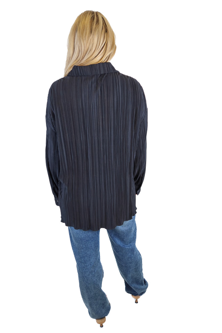 Rumours Black Plisse Oversized Blouse (M)