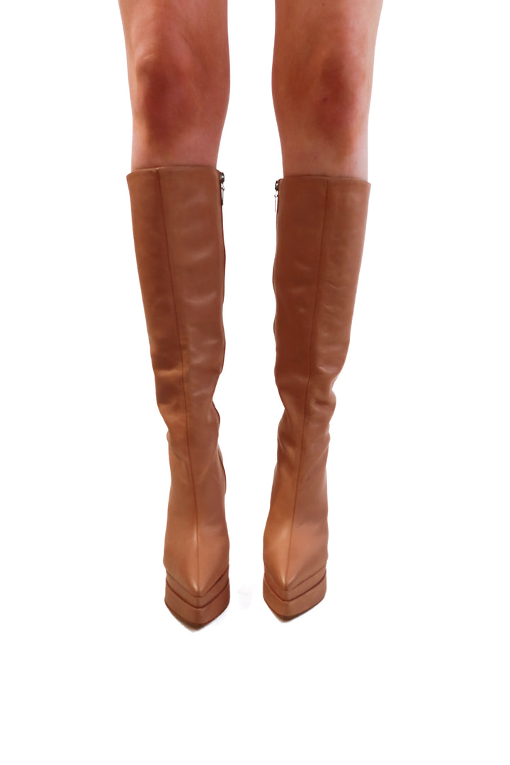 Schutz nude platform boots (6.5; retails for $238)
