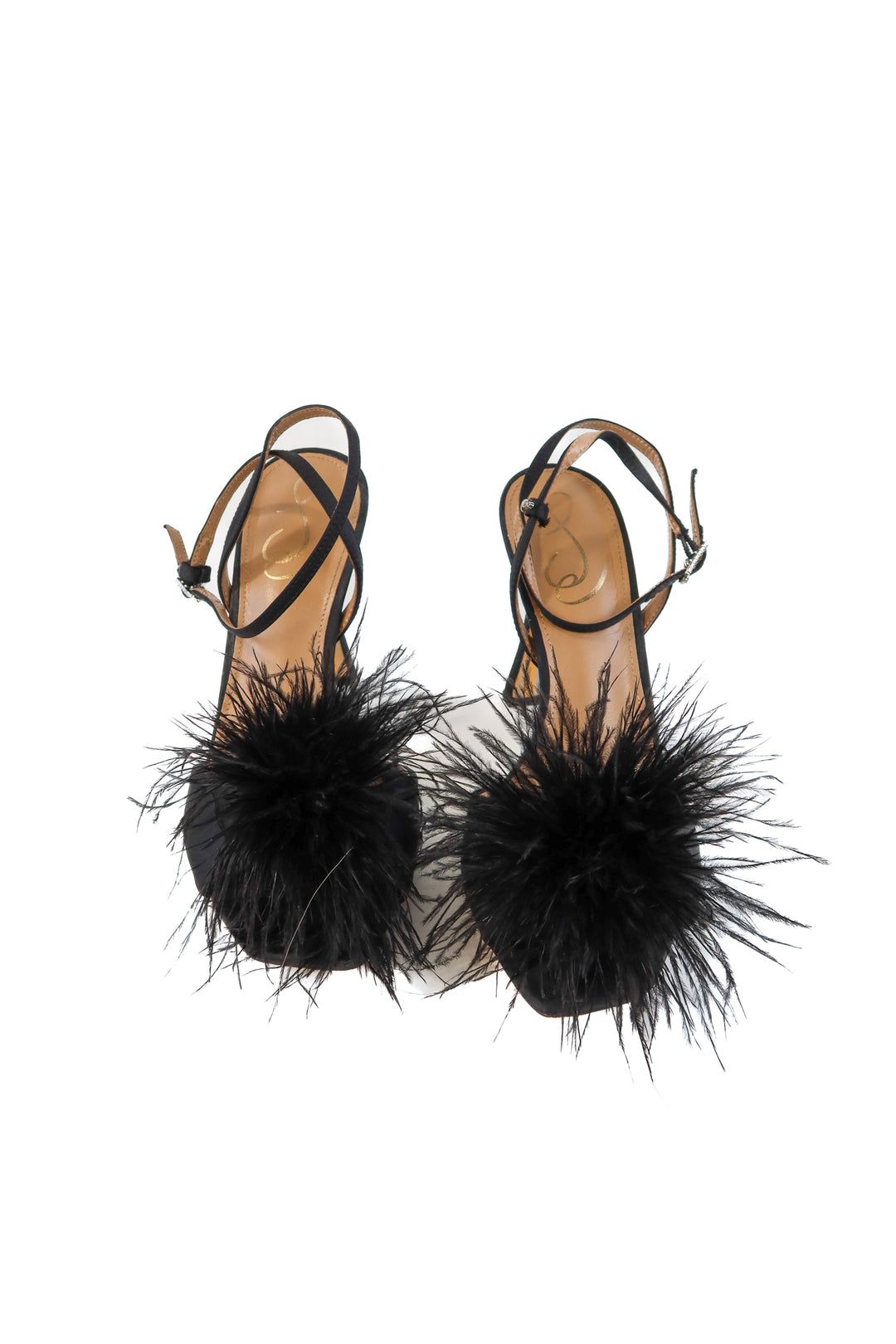 Sam Edelman black feather heels (7; retail $150)