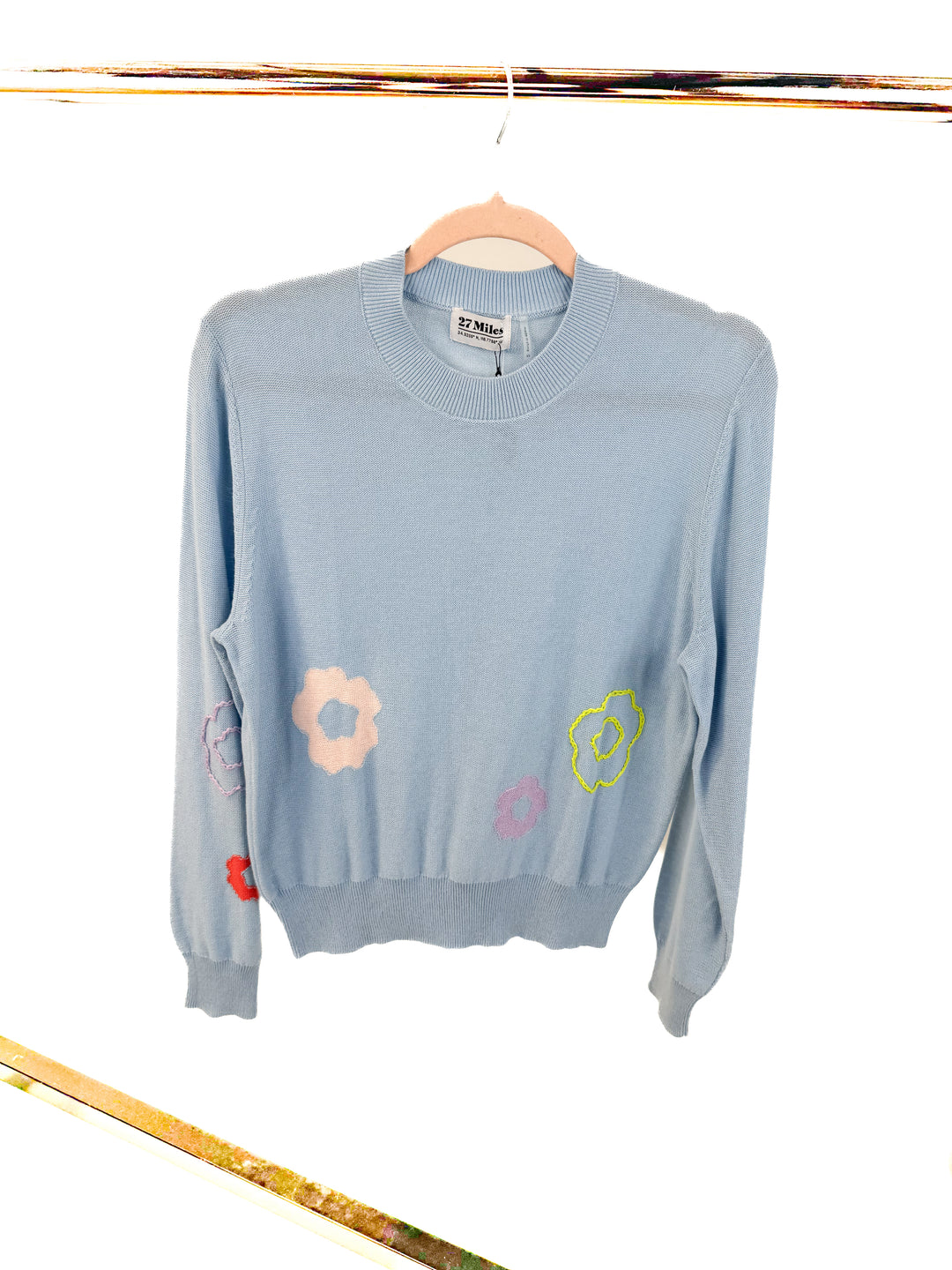 27 miles blue floral sweater NWT (xs; retail $295)