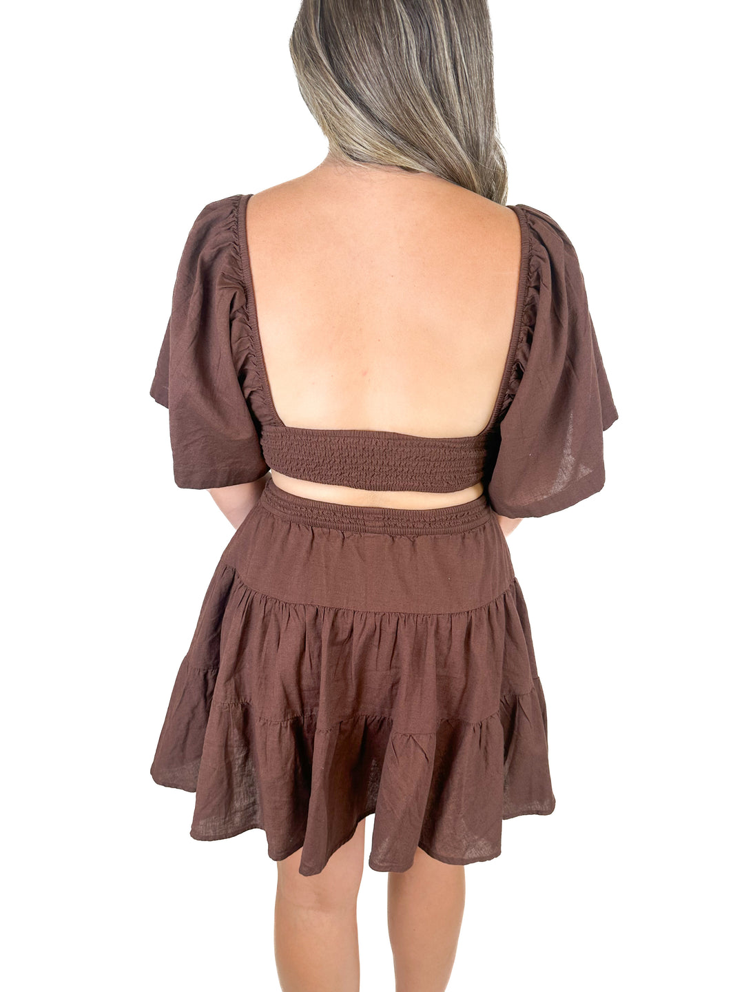 Free People Chocolate Cutout Mini Dress NWT (S; retail $78)