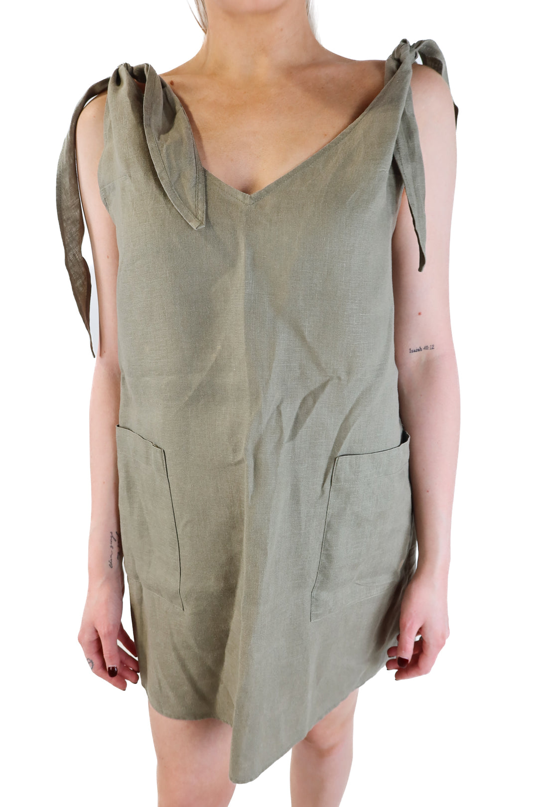 Lilya Sage Linen Dress (M)