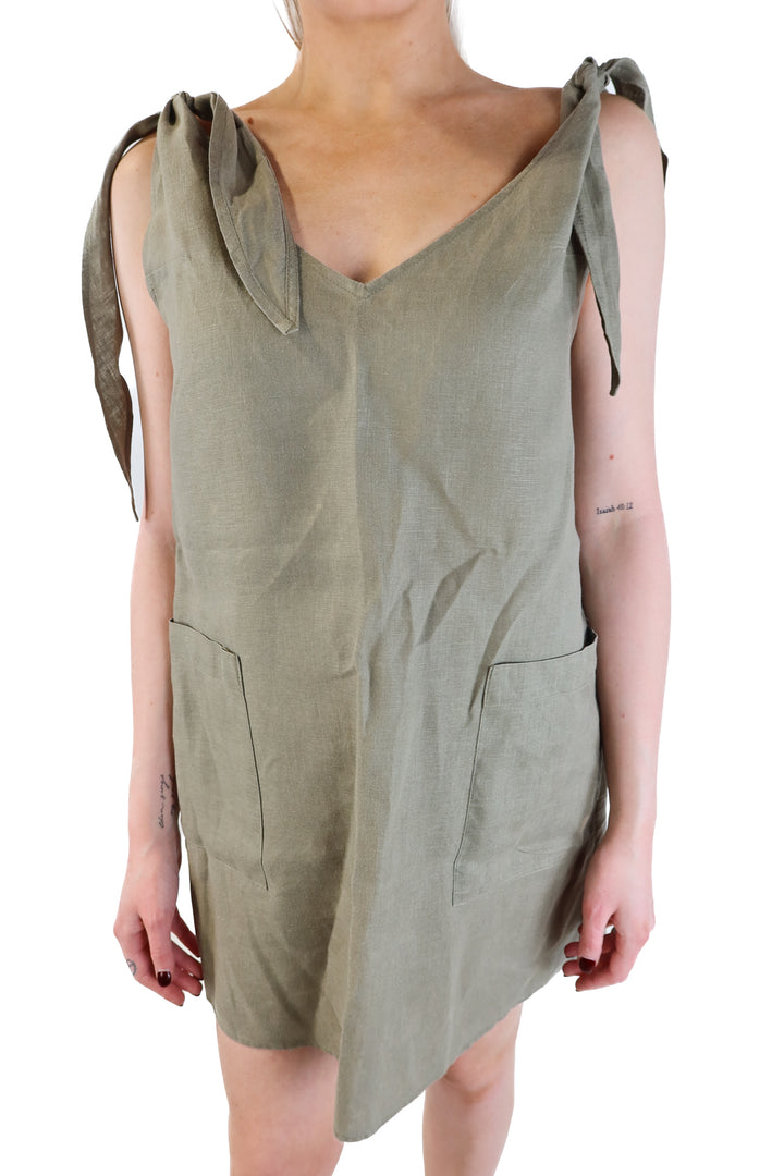 Lilya Sage Linen Dress (M)