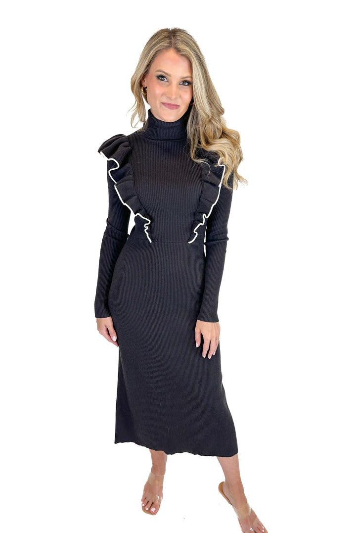 Joe's Jeans Black Ribbed Knit Dress (XS)