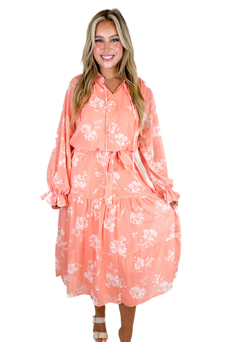 Pink Lily Pink Floral Maxi Dress (M)