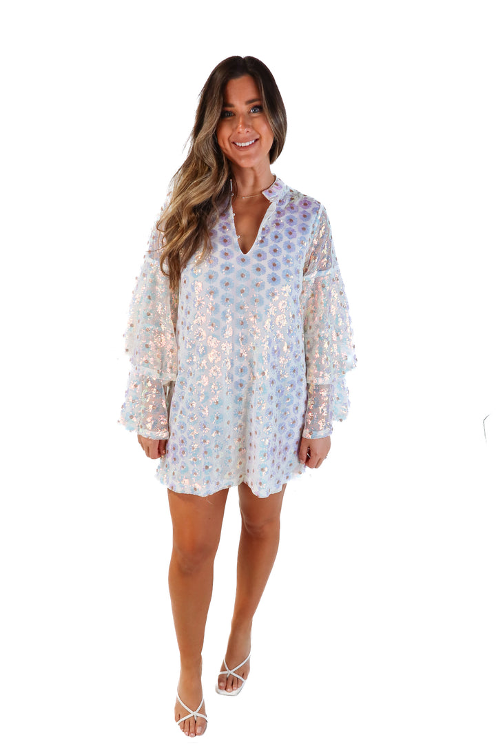 Buddy love iridescent floral sequin dress (s; retails for $107)