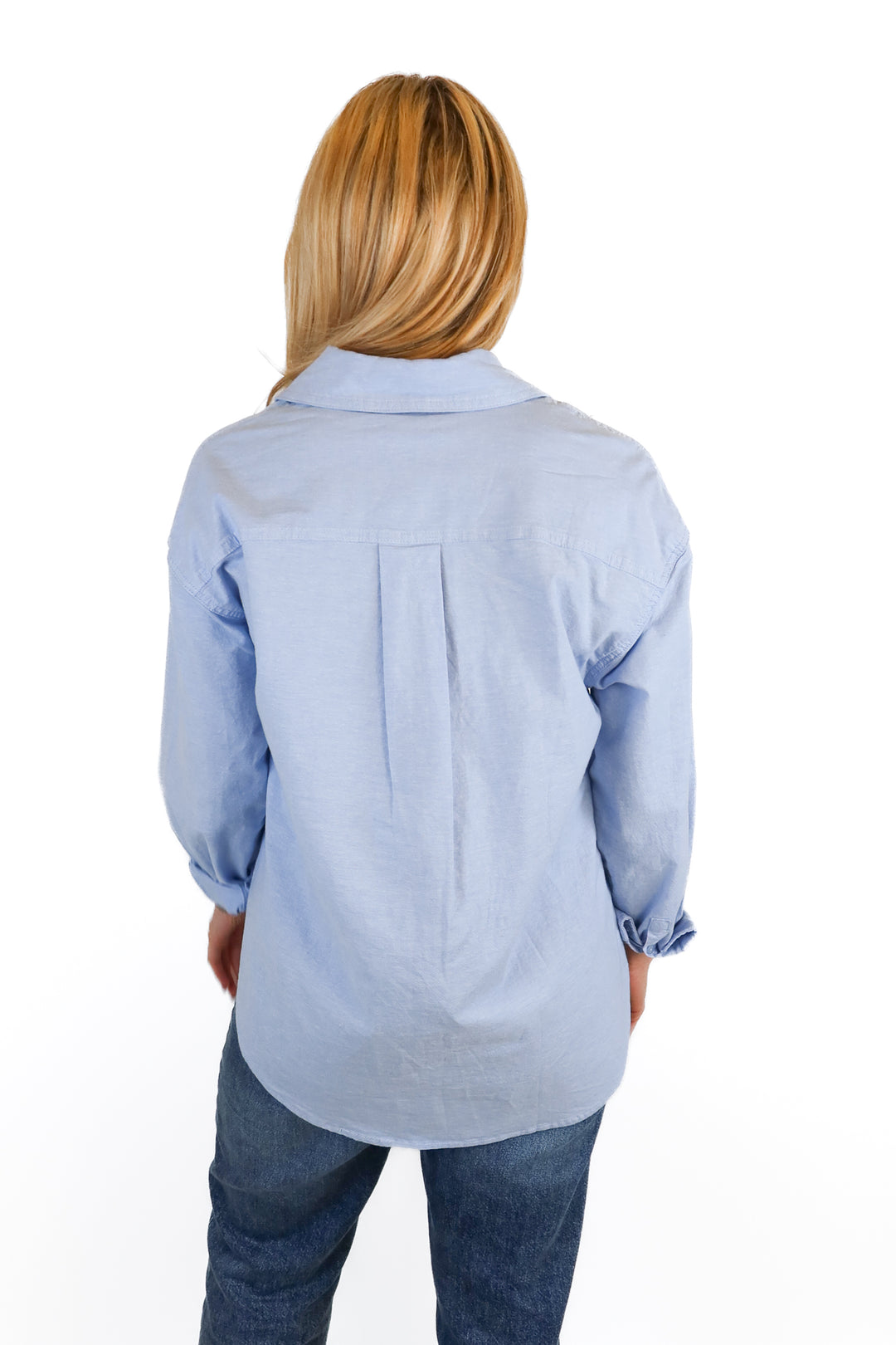 dynamite blue button up (s)
