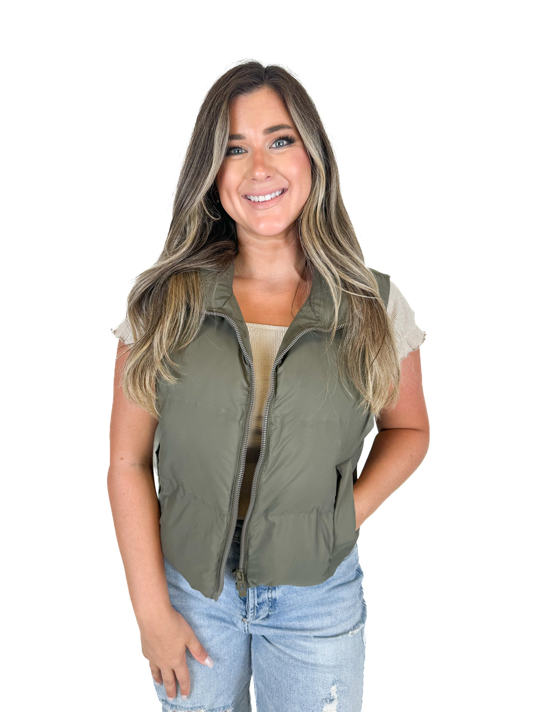 ZARA Zip Up Puffer Vest (M)