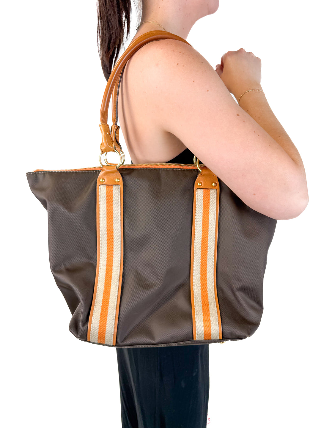 Michael Michael Kors Brown Twill & Canvas Trimmed Tote (est. retail $225)