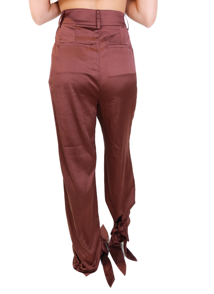 L’Academie satin maroon ankle tie trousers NWT (xs; retails for $198)