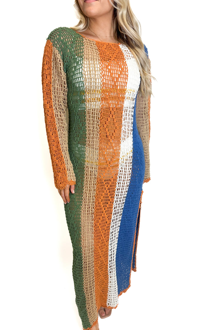 Mahila for Anthropologie Multicolored Knit Maxi Cover-Up NWT (XS; retail $158)