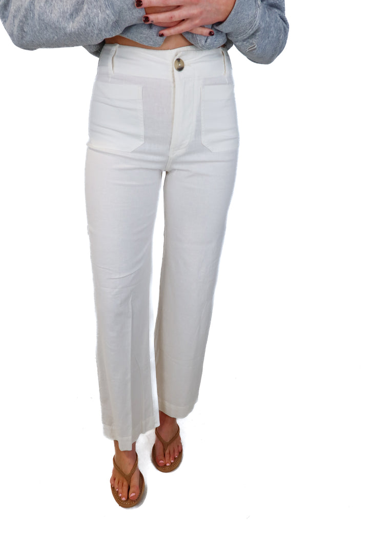 Maeve white linen pants (25; retail $120)